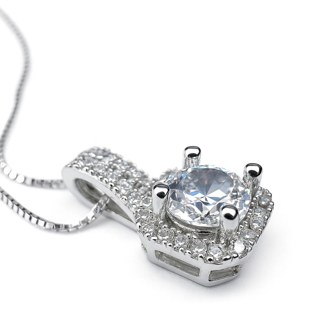 BECHTGOLD 925 Silberkette mit Zirkonia-Anhänger